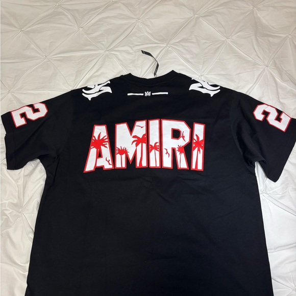 Black Jersey with Red and White Palm Tree Design - Picture 1 of 2